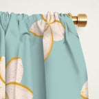 White and turquoise plumeria flowers pattern Window Curtain Gallery Image 2