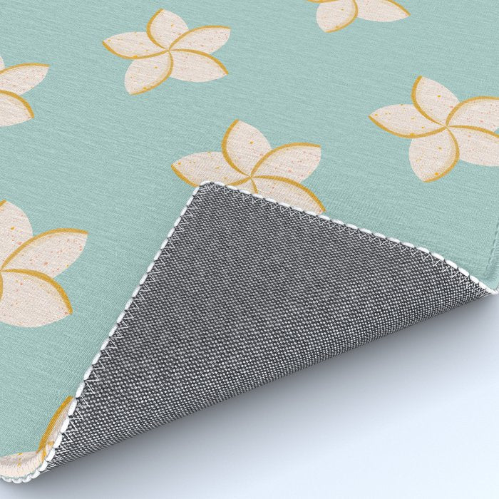 White and turquoise plumeria flowers pattern Rug Gallery Image 4