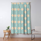 White and turquoise plumeria flowers pattern Window Curtain Gallery Image 5