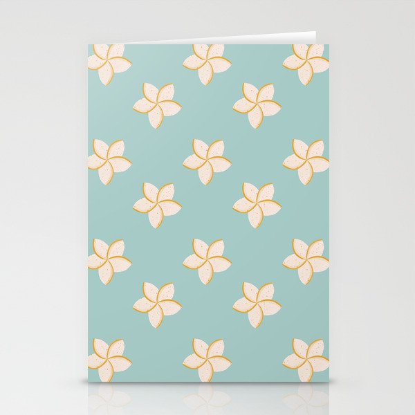 White and turquoise plumeria flowers pattern Stationery Card Gallery Image 2