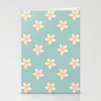White and turquoise plumeria flowers pattern Stationery Card Gallery Image 2