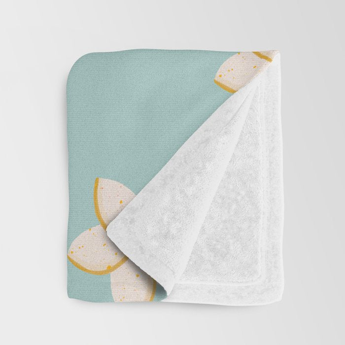 White and turquoise plumeria flowers pattern Throw Blanket Gallery Image 3
