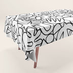 Black and white organic nature shape drawing pattern Tablecloth Gallery Image 1