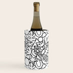Black and white organic nature shape drawing pattern Wine Chiller Gallery Image 2