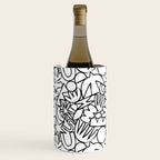 Black and white organic nature shape drawing pattern Wine Chiller Gallery Image 3
