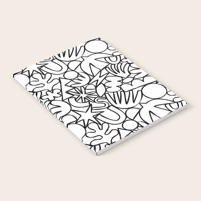 Black and white organic nature shape drawing pattern Notebook Gallery Image 2