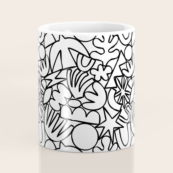 Black and white organic nature shape drawing pattern Coffee Mug Gallery Image 4