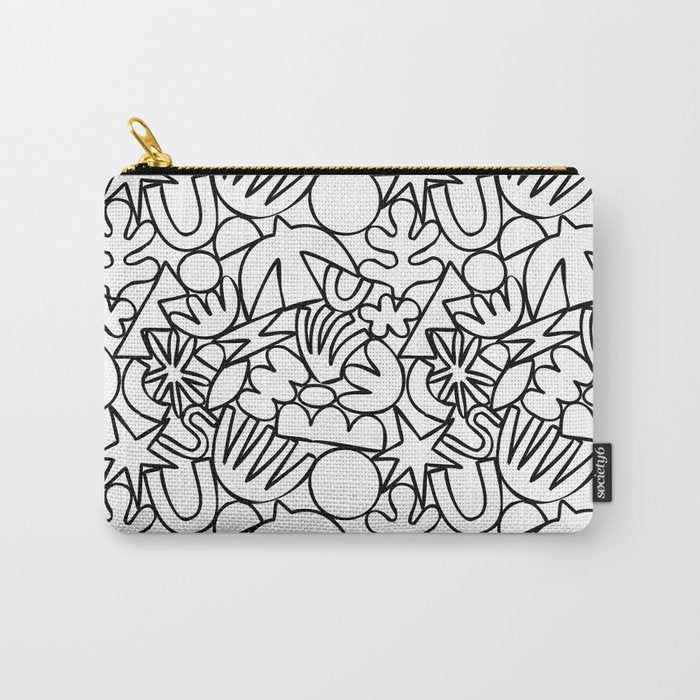 Black and white organic nature shape drawing pattern Carry All Pouch Gallery Image 1