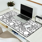 Black and white organic nature shape drawing pattern Desk Mat Gallery Image 2