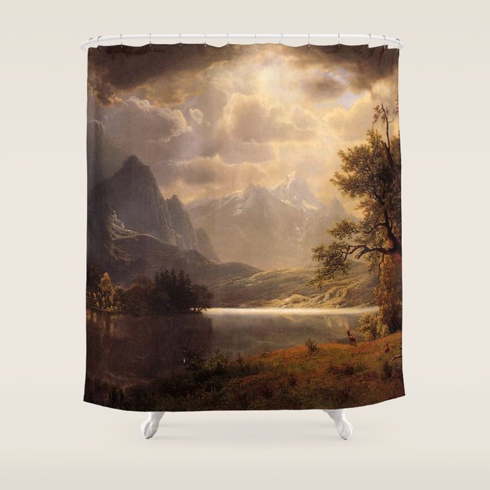 Estes Park Colorado 1869 By Albert Bierstadt | Reproduction Painting Shower Curtain Gallery Image 1