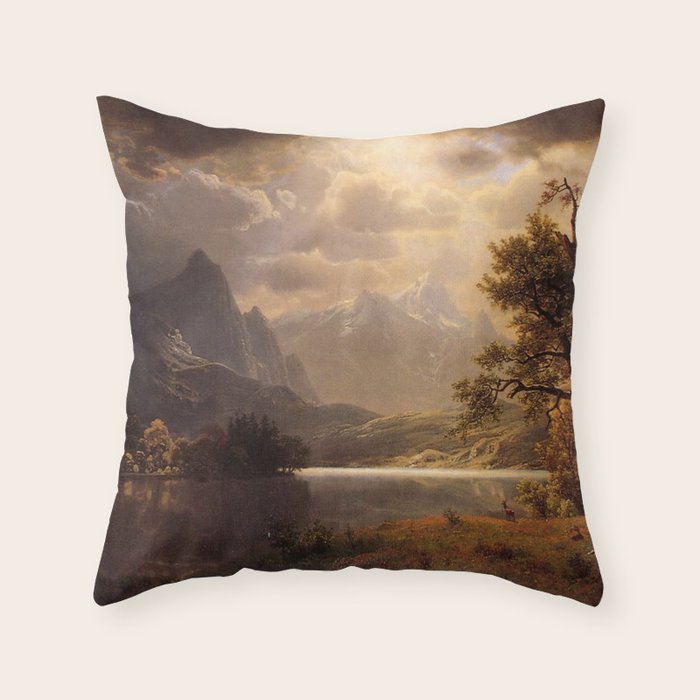 Estes Park Colorado 1869 By Albert Bierstadt | Reproduction Painting Throw Pillow Gallery Image 6