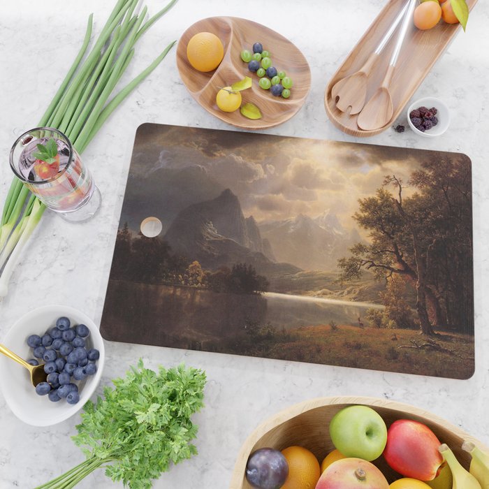 Estes Park Colorado 1869 By Albert Bierstadt | Reproduction Painting Cutting Board Gallery Image 2