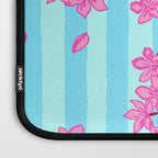 Blue Retro Stripes Sakura Floral Laptop Sleeve Gallery Image 3