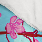 Blue Retro Stripes Sakura Floral Comforter Gallery Image 4