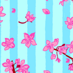 Blue Retro Stripes Sakura Floral Coffee Mug Gallery Image 2