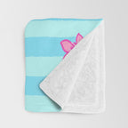 Blue Retro Stripes Sakura Floral Throw Blanket Gallery Image 3