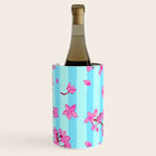 Blue Retro Stripes Sakura Floral Wine Chiller Gallery Image 1