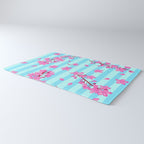 Blue Retro Stripes Sakura Floral Rug Gallery Image 3