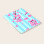 Blue Retro Stripes Sakura Floral Notebook Gallery Image 3
