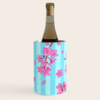 Blue Retro Stripes Sakura Floral Wine Chiller Gallery Image 2