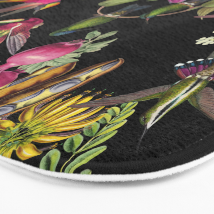 Hidden Exotic Hummingbird Paradise Black Bath Mat Gallery Image 3