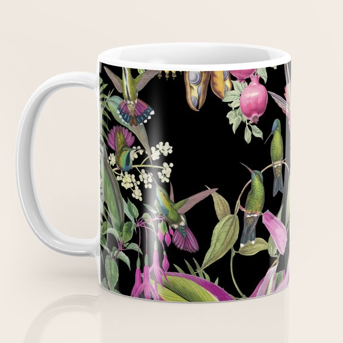 Hidden Exotic Hummingbird Paradise Black Coffee Mug Gallery Image 3