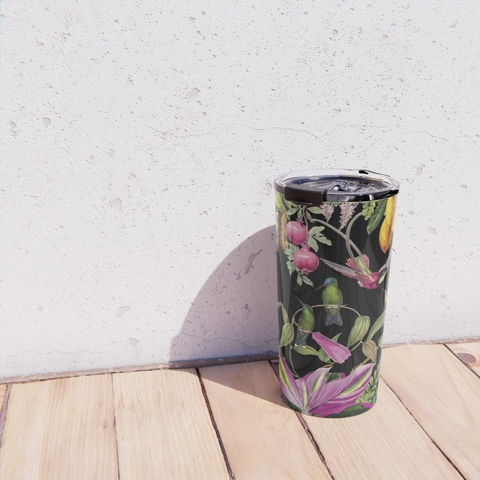 Hidden Exotic Hummingbird Paradise Black Travel Mug Gallery Image 4