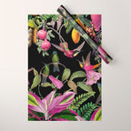 Hidden Exotic Hummingbird Paradise Black Wrapping Paper Gallery Image 1