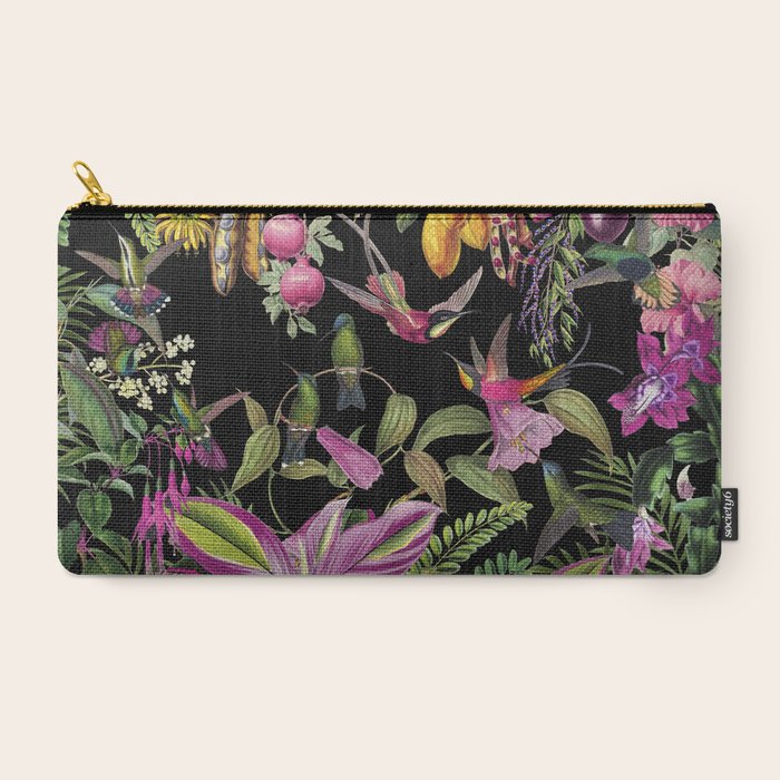 Hidden Exotic Hummingbird Paradise Black Carry All Pouch Gallery Image 2