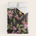 Hidden Exotic Hummingbird Paradise Black Duvet Cover Gallery Image 6
