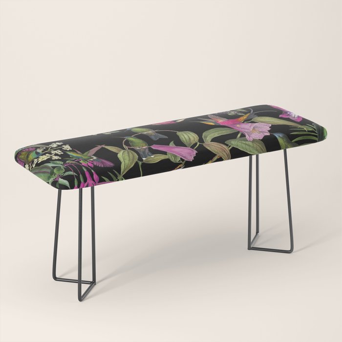 Hidden Exotic Hummingbird Paradise Black Bench Gallery Image 1
