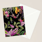Hidden Exotic Hummingbird Paradise Black Stationery Card Gallery Image 2