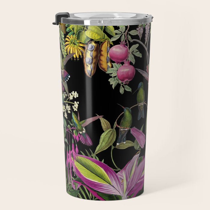Hidden Exotic Hummingbird Paradise Black Travel Mug Gallery Image 3
