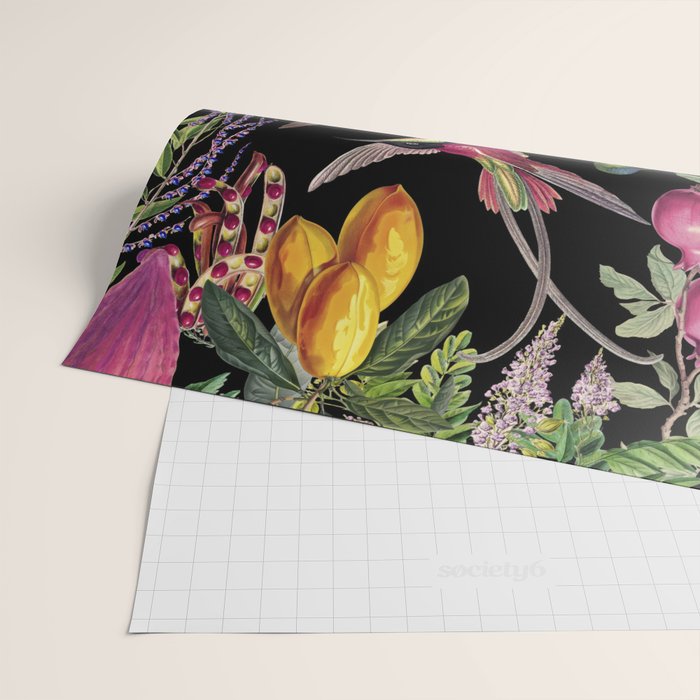 Hidden Exotic Hummingbird Paradise Black Wrapping Paper Gallery Image 2