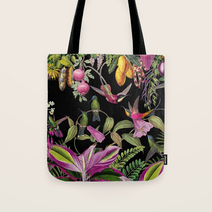 Hidden Exotic Hummingbird Paradise Black Tote Bag Gallery Image 1