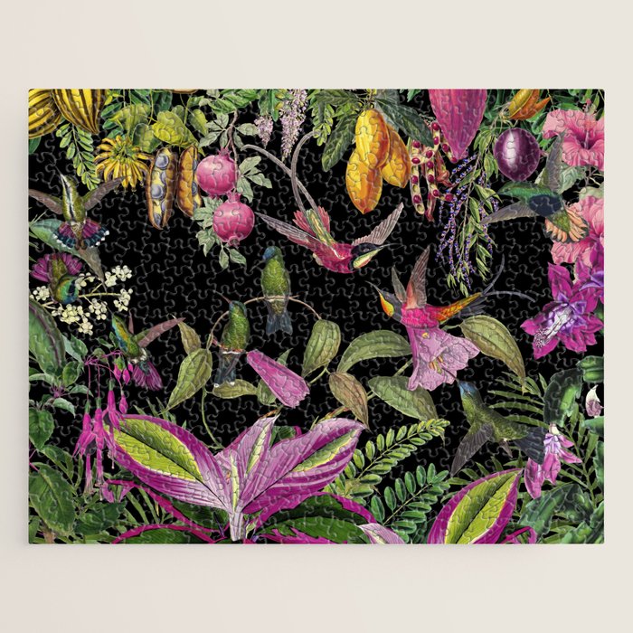 Hidden Exotic Hummingbird Paradise Black Jigsaw Puzzle Gallery Image 1