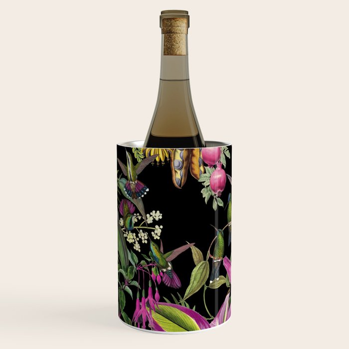 Hidden Exotic Hummingbird Paradise Black Wine Chiller Gallery Image 2