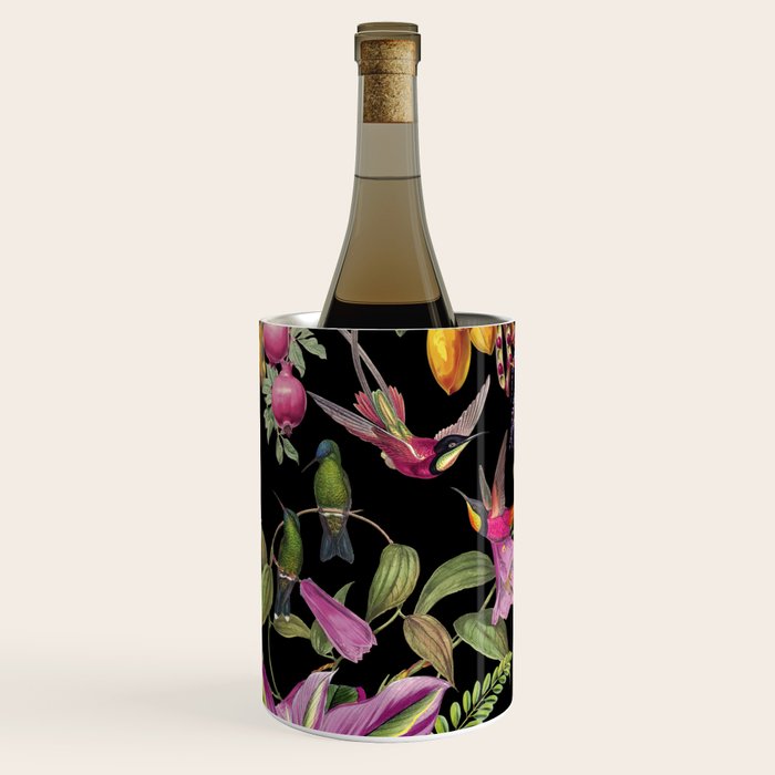 Hidden Exotic Hummingbird Paradise Black Wine Chiller Gallery Image 1