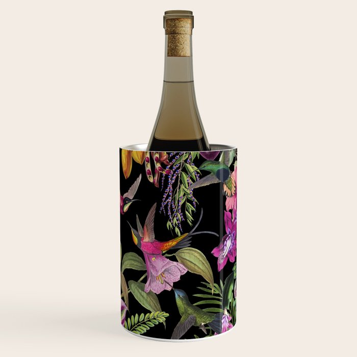 Hidden Exotic Hummingbird Paradise Black Wine Chiller Gallery Image 3
