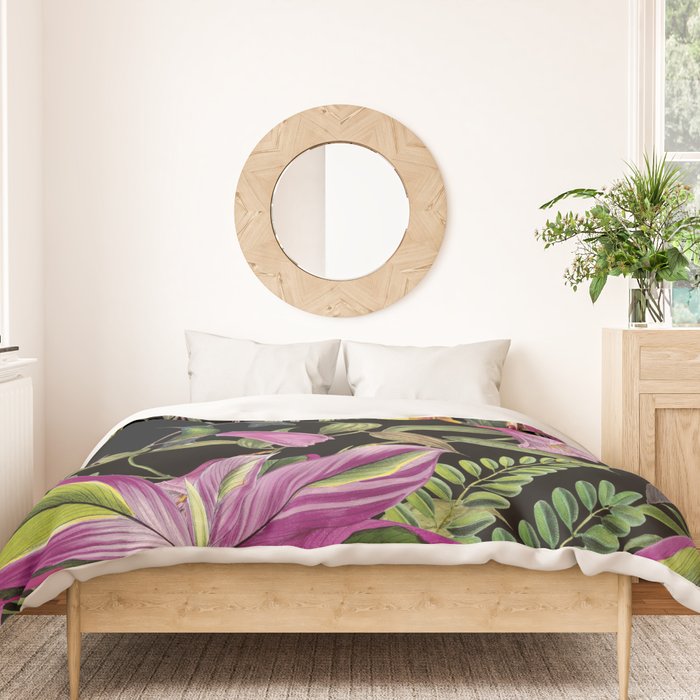 Hidden Exotic Hummingbird Paradise Black Duvet Cover Gallery Image 3