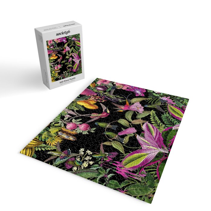 Hidden Exotic Hummingbird Paradise Black Jigsaw Puzzle Gallery Image 2