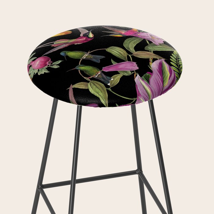 Hidden Exotic Hummingbird Paradise Black Stool Gallery Image 2