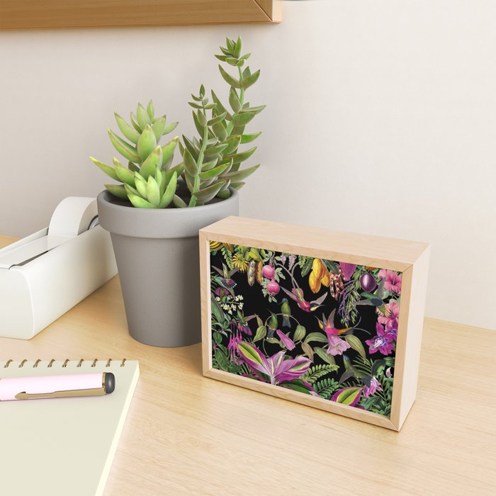 Hidden Exotic Hummingbird Paradise Black Mini Art Print Gallery Image 2