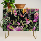 Hidden Exotic Hummingbird Paradise Black Credenza Gallery Image 1