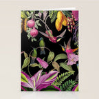 Hidden Exotic Hummingbird Paradise Black Stationery Card Gallery Image 2