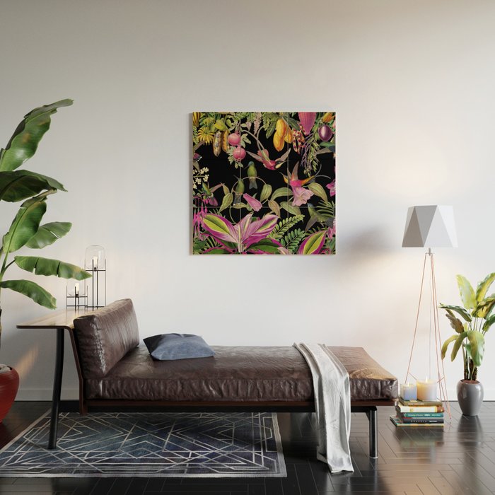 Hidden Exotic Hummingbird Paradise Black Wood Wall Art Gallery Image 2