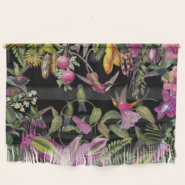 Hidden Exotic Hummingbird Paradise Black Wall Hanging Gallery Image 1