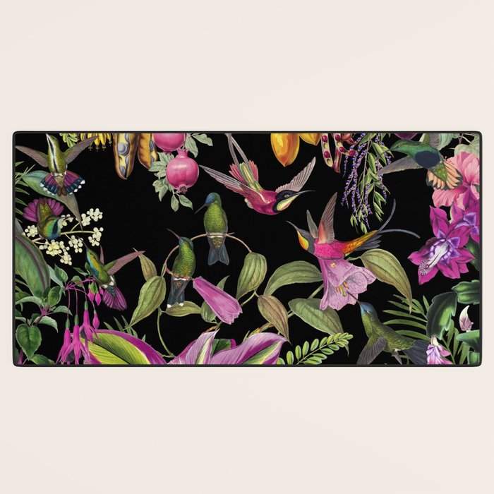Hidden Exotic Hummingbird Paradise Black Desk Mat Gallery Image 3
