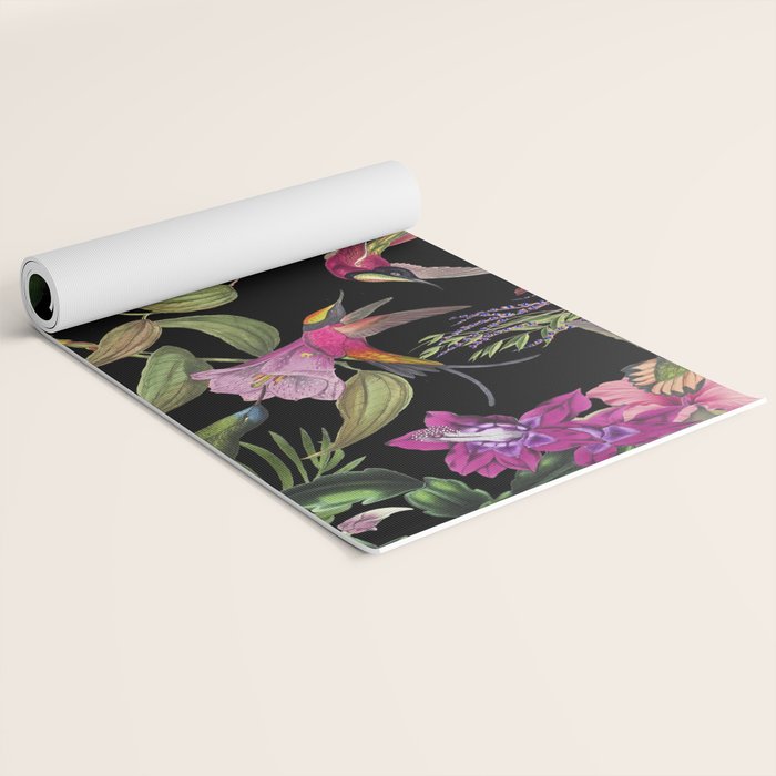 Hidden Exotic Hummingbird Paradise Black Yoga Mat Gallery Image 2