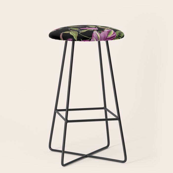 Hidden Exotic Hummingbird Paradise Black Stool Gallery Image 1